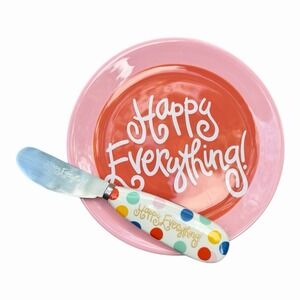 Coton Colors Happy Everything Cheese Plate And Spreader New
